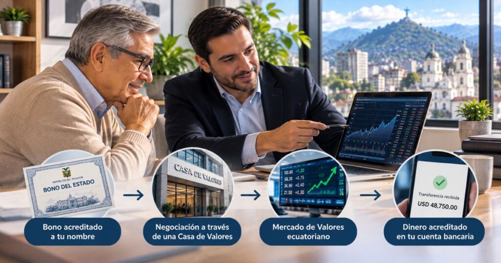 Proceso para vender un bono de jubilación en Ecuador a través del mercado de valores